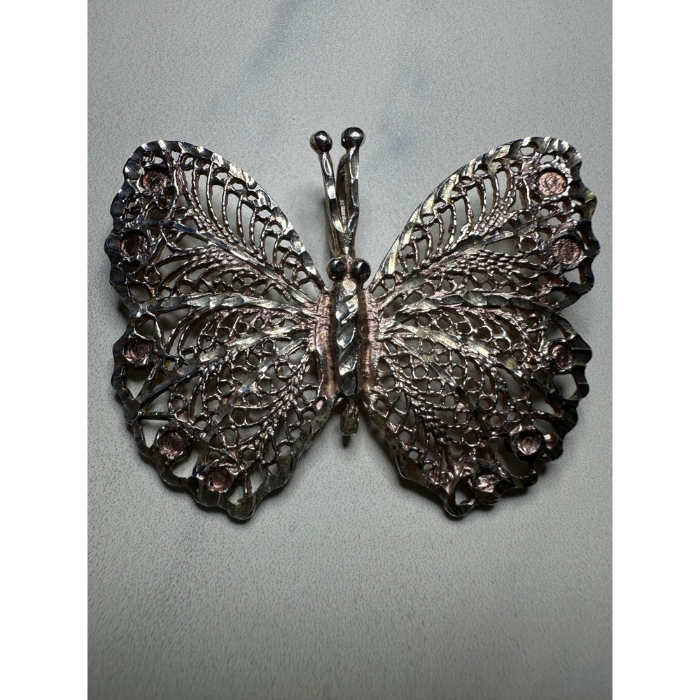 Butterfly Filigree Sterling Silver 925 Diamond Cut Statement Pendant 14.2g